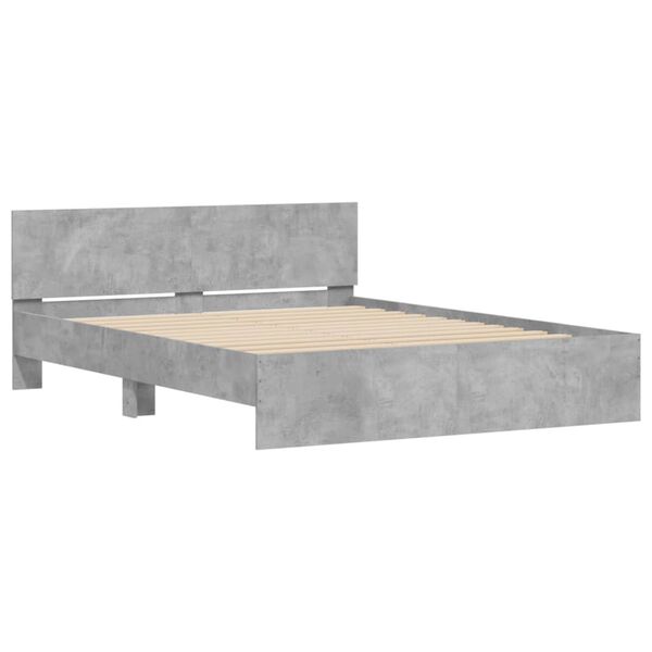vidaXL Bettgestell mit Kopfteil Betongrau 140x200 cm