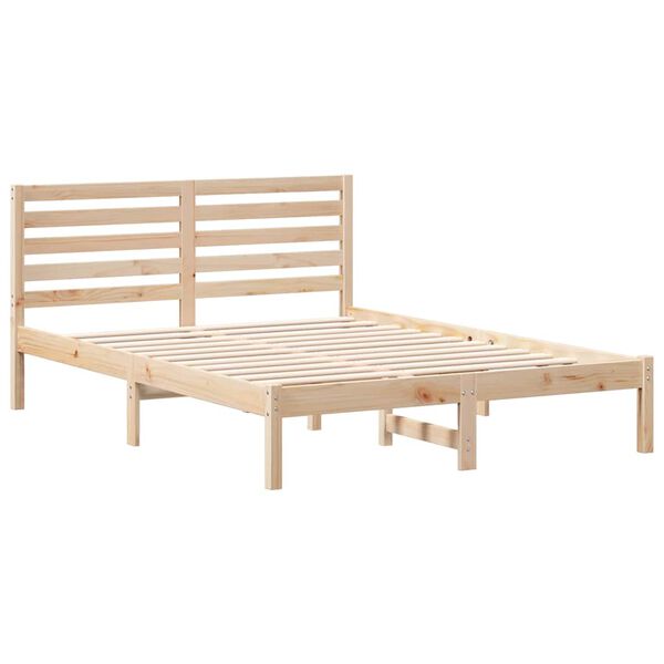 vidaXL Bettrahmen mit Kopfteil Braun 140 x 190 cm Massives Kiefernholz