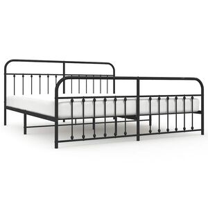 vidaXL Bettgestell mit Kopf- und Fu&szlig;teil Metall Schwarz 193x203 cm