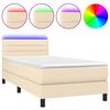 vidaXL Boxspringbett mit Matratze & LED Creme 90x200 cm Stoff
