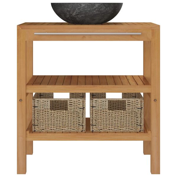 vidaXL Waschtisch Massivholz Teak mit Waschbecken Marmor Schwarz