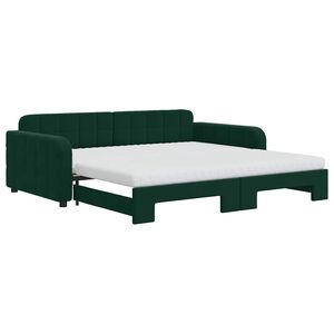 vidaXL Tagesbett Ausziehbar mit Matratzen Dunkelgr&uuml;n 100x200 cm Samt