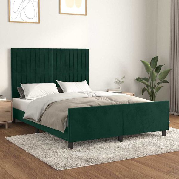 vidaXL Bettgestell ohne Matratze Dunkelgr&uuml;n 140x200 cm Samt