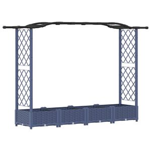 vidaXL Hochbeet mit Rankgitter und Dach Grau 207 x 40 x 123 cm PP