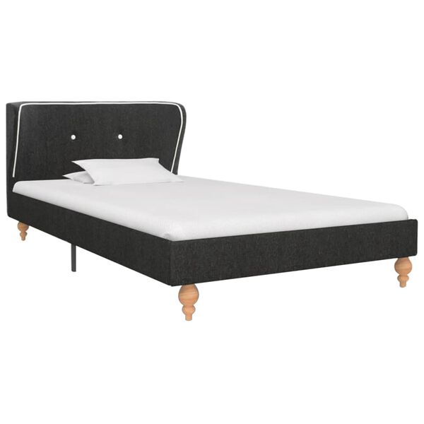 vidaXL Bett Dunkelgrau Leinen 90x200 cm