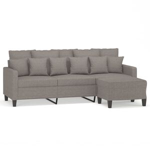 vidaXL 3-Sitzer-Sofa mit Hocker Taupe 180 cm Stoff