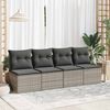 vidaXL 2-tlg. Garten-Sofagarnitur mit Kissen Grau Poly Rattan Akazie