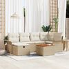 vidaXL Gartensofa-set mit Kissen mit Speicher 7 pcs Beige Poly Rattan