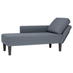 vidaXL Chaiselongue mit Kissen und Rechter Armlehne Dunkelgrau Samt