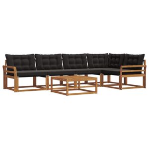 vidaXL Outdoor-Sofagarnitur mit Kissen 6 pcs Nat&uuml;rlich und Schwarz