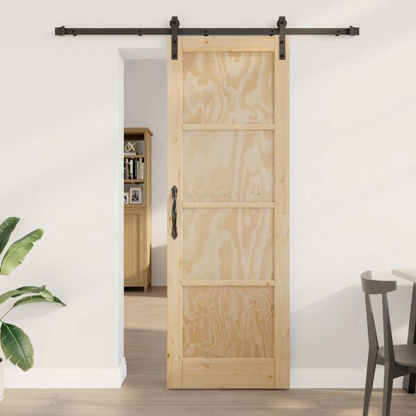 vidaXL Schiebet&uuml;r Nat&uuml;rlich und Schwarz 73,5 x 211 cm