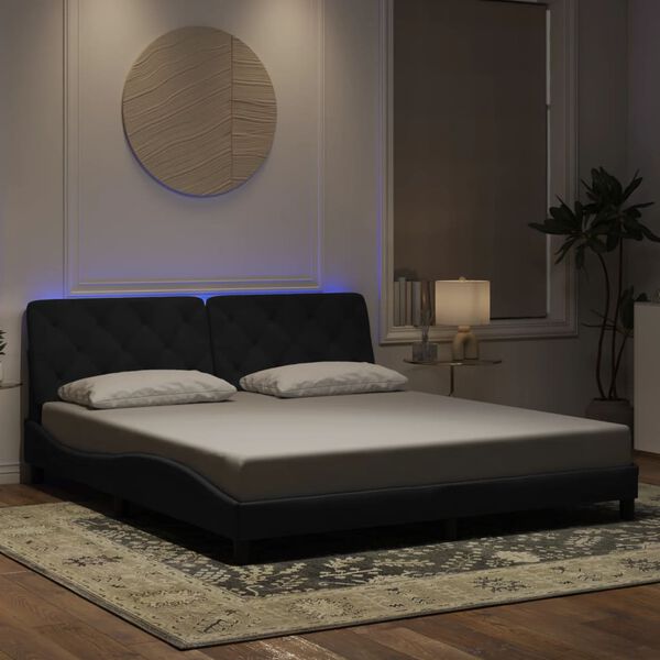 vidaXL Bettgestell mit LED ohne Matratze Schwarz 180x200 cm Samt