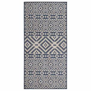 vidaXL Outdoor-Teppich Flachgewebe 80x150 cm Blau Gestreift