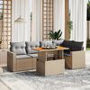 vidaXL 6-tlg. Garten-Sofagarnitur mit Kissen Beige Poly Rattan