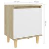 vidaXL Nachttische Massivholzbeine 2 Stk. Sonoma-Eiche Wei&szlig; 40x30x50cm