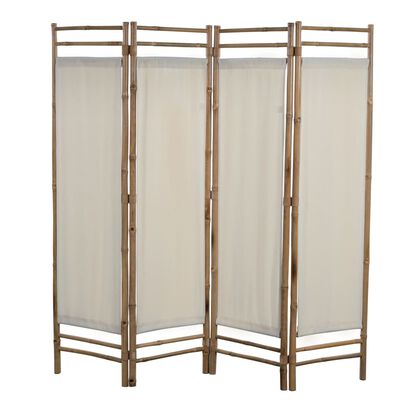 vidaXL 4-teiliger Faltbarer Raumteiler Bambus und Leinwand 160 cm
