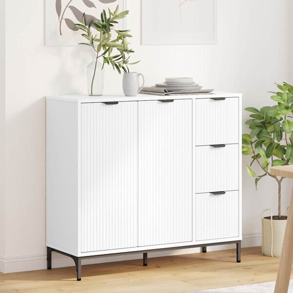 vidaXL Sideboard mit Schubladen Wei&szlig; 89,5 x 33 x 82 cm Holzwerkstoff