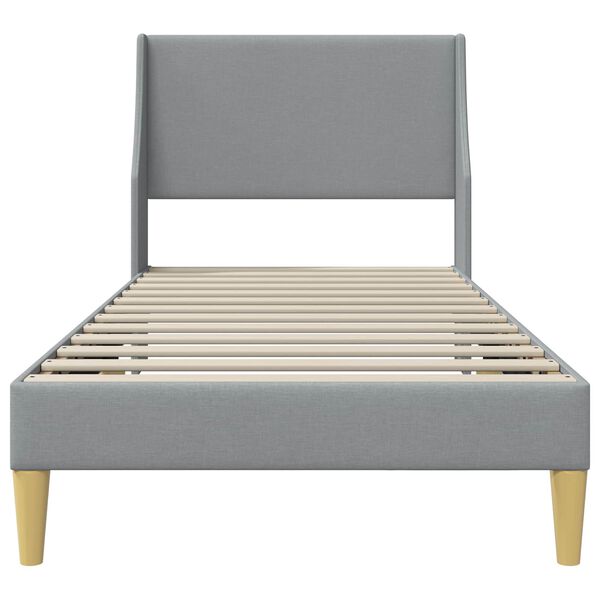 vidaXL Bettrahmen mit Kopfteil Hellgrau 90 x 200 cm Stoff