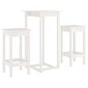vidaXL 3-tlg. Bar-Set Wei&szlig; Massivholz Kiefer