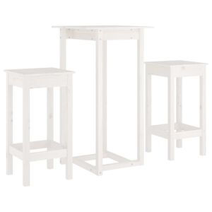vidaXL 3-tlg. Bar-Set Wei&szlig; Massivholz Kiefer