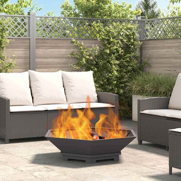 vidaXL Feuerstelle Schwarz 100 x 100 x 28 cm Stahl