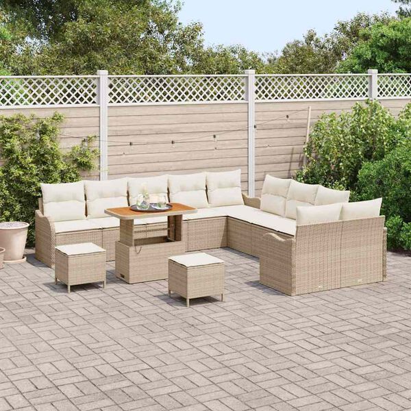 vidaXL Garten-Sofa-Set 13 pcs Beige Poly-Rattan