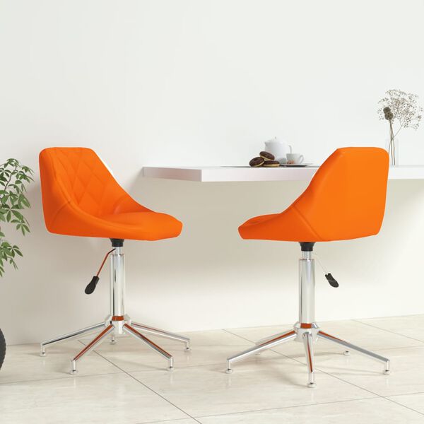 vidaXL Esszimmerst&uuml;hle 2 Stk. Drehbar Orange Kunstleder