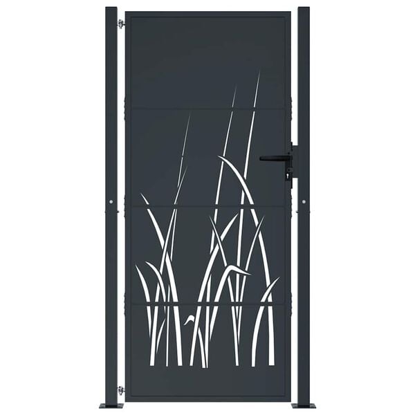 vidaXL Gartentor Anthrazit 100x200 cm Stahl Gras-Design