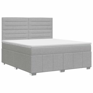 vidaXL Boxspringbett mit Matratze Hellgrau 140 x 190 cm Stoff
