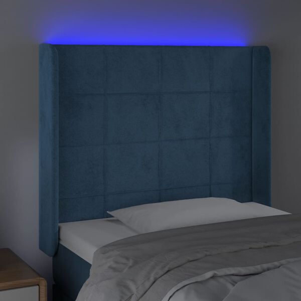 vidaXL LED Kopfteil Dunkelblau 103x16x118/128 cm Samt