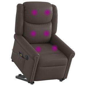vidaXL Massagesessel mit Aufstehhilfe Elektrisch Gl&auml;nzend Braun