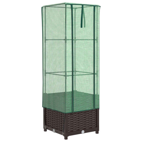 vidaXL Hochbeet mit Gew&auml;chshaus-Aufsatz Rattan-Optik 40x40x139 cm