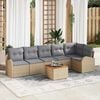 vidaXL Gartensofa-set mit Kissen 7 pcs Beige Poly-Rattan