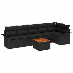 vidaXL Gartensofa-set 7 stk. 6-Sitzanzahl Schwarz Poly-Rattan