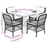 vidaXL 5-tlg. Garten-Essgruppe mit Kissen Hellgrau Poly Rattan