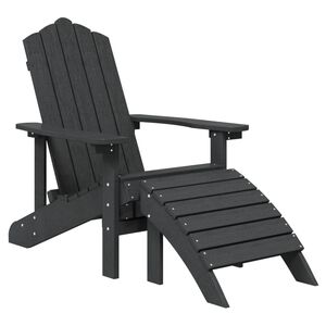 vidaXL Adirondack-Gartenstuhl mit Fu&szlig;teil HDPE Anthrazit