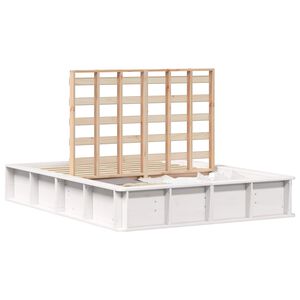 vidaXL Bettrahmen Wei&szlig; 140 x 190 cm Massives Kiefernholz