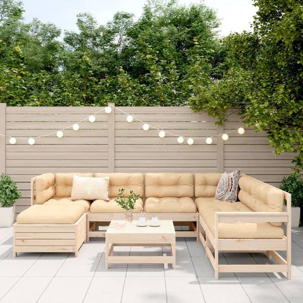 vidaXL 8-tlg. Garten-Sofagarnitur Massivholz Kiefer