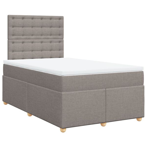 vidaXL Boxspringbett mit Matratze Taupe 120x190 cm Stoff