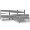 vidaXL 4-tlg. Garten-Lounge-Set Grau Kiefer Massivholz