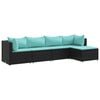 vidaXL 5-tlg. Garten-Lounge-Set mit Kissen Schwarz Poly Rattan