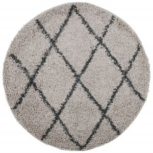 vidaXL Shaggy-Teppich PAMPLONA Hochflor Modern Beige Anthrazit &Oslash; 100cm
