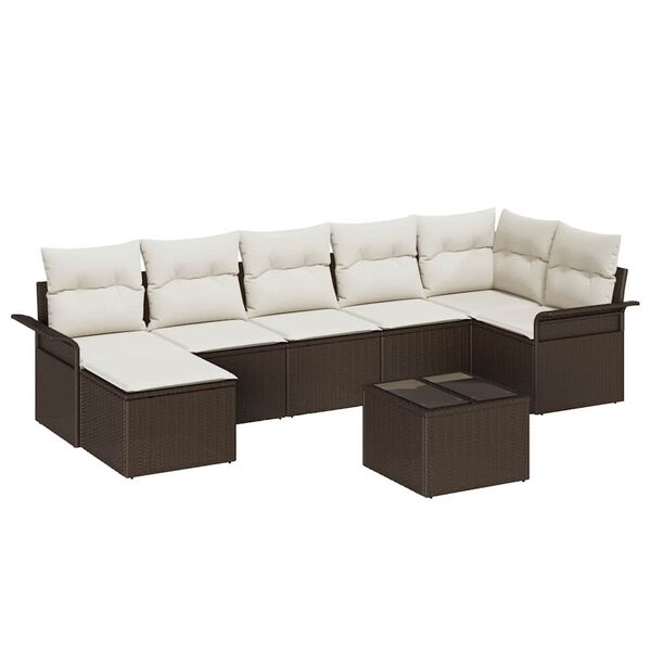 vidaXL Gartensofa-set mit Kissen 8 pcs Braun Poly-Rattan