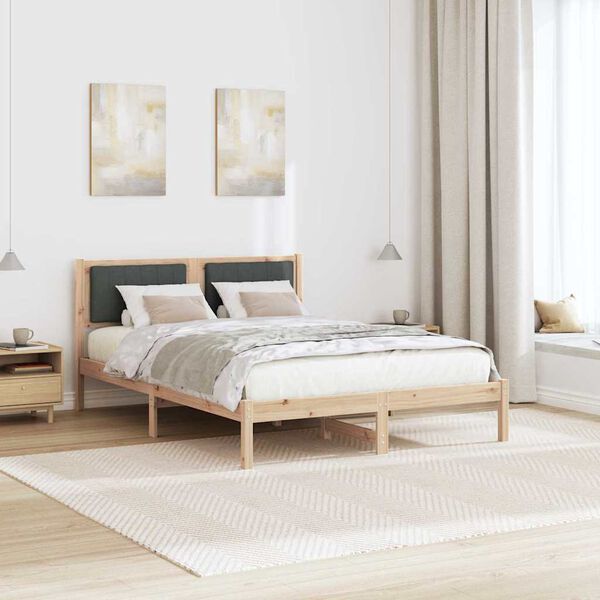 vidaXL Bettgestell mit gepolstertem Kopfteil Dunkelgrau 120 x 190 cm