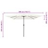 vidaXL Garten-Sonnenschirm Sand 295 x 295 x 245 cm Polyester und Stahl