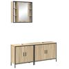 vidaXL Badezimmerm&ouml;bel-Set mit Regal mit T&uuml;r 3 pcs Braun Holzwerkstoff