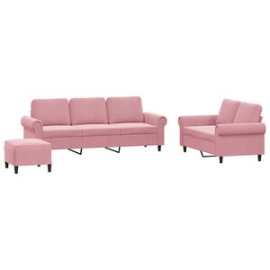 vidaXL 3-tlg. Sofagarnitur mit Kissen Rosa Samt