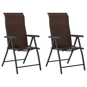 vidaXL Klappst&uuml;hle, 2 St&uuml;ck, braunes Polyrattan