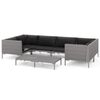 vidaXL 7-tlg. Garten-Lounge-Set mit Kissen Poly Rattan Dunkelgrau