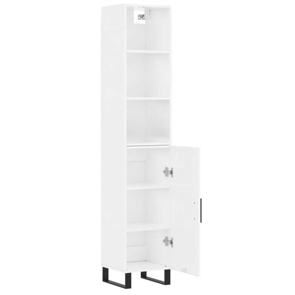 vidaXL Highboard Hochglanz-Wei&szlig; 34,5x34x180 cm Holzwerkstoff